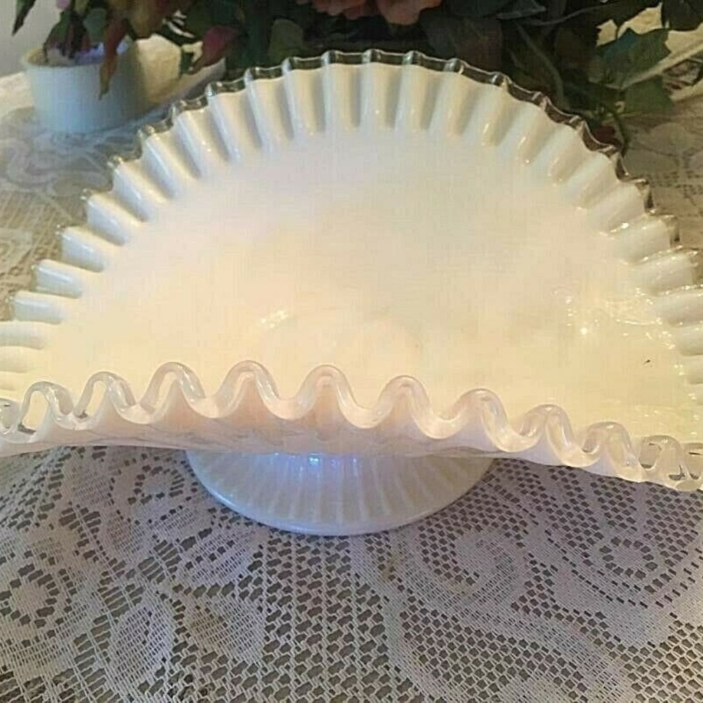 Vtg Fenton Silver Crest Pedestal Centerpiece Bowl